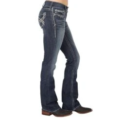 Ariat Women's R.E.A.L. Entwined Mid Rise Stretch Boot Cut Jeans -Deals Cowgirl Kit Store 10017510 2