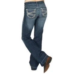 Ariat Women's Mid Rise Stretch Entwined Wide Leg Trouser Jean -Deals Cowgirl Kit Store 10025302 2