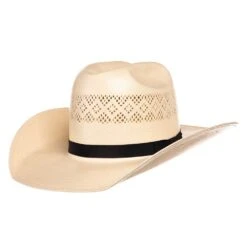 American Hats Fancy Vent Diamond Weave 9 Line Black Band 3 3/4in. Brim Straw Fashion Hat