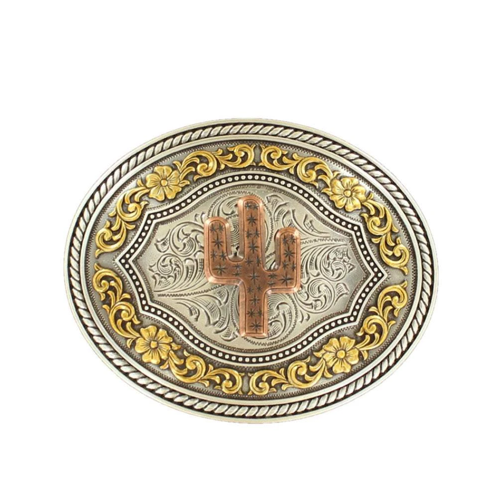 Nocona Belt Buckle With Copper Cactus 3 Nocona Belt Buckle With Copper Cactus