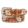 Women's Brown Belt With Floral Overlay