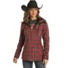 Panhandle Women's Powder River Plaid Print Fleece Jacket With Berber Lining -Deals Cowgirl Kit Store 145604 default l