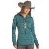 Women's Panhandle Teal Heather Aztec Knit Henley Pullover -Deals Cowgirl Kit Store 147607 default l