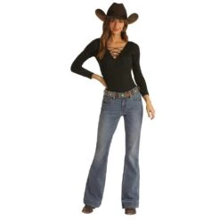 Rock & Roll Denim Women's Medium Wash Mid Rise Trouser -Deals Cowgirl Kit Store 149905 default l e5afd630 02ba 4d71 a2fd e3111fb47d4a