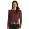 Panhandle Women's Long Sleeve Ruffle Tee -Deals Cowgirl Kit Store 158691 default l