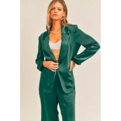 Lush Clothing Women's Satin Blazer