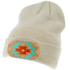 Mcintire Saddlery Leather Sante Fe Patch Beanie