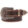 3-D Ladies 1 1/2in Brown Floral Belt With Bronze Studs -Deals Cowgirl Kit Store 16137 default l