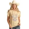 Rock & Roll Denim And Womens Beige Graphic Tee -Deals Cowgirl Kit Store 163104 default l