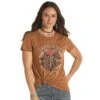 Panhandle Womens Camel Saddle Up Graphic Tee -Deals Cowgirl Kit Store 163124 default l