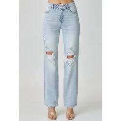 Risen Jeans Womens High Rise Straight Jeans