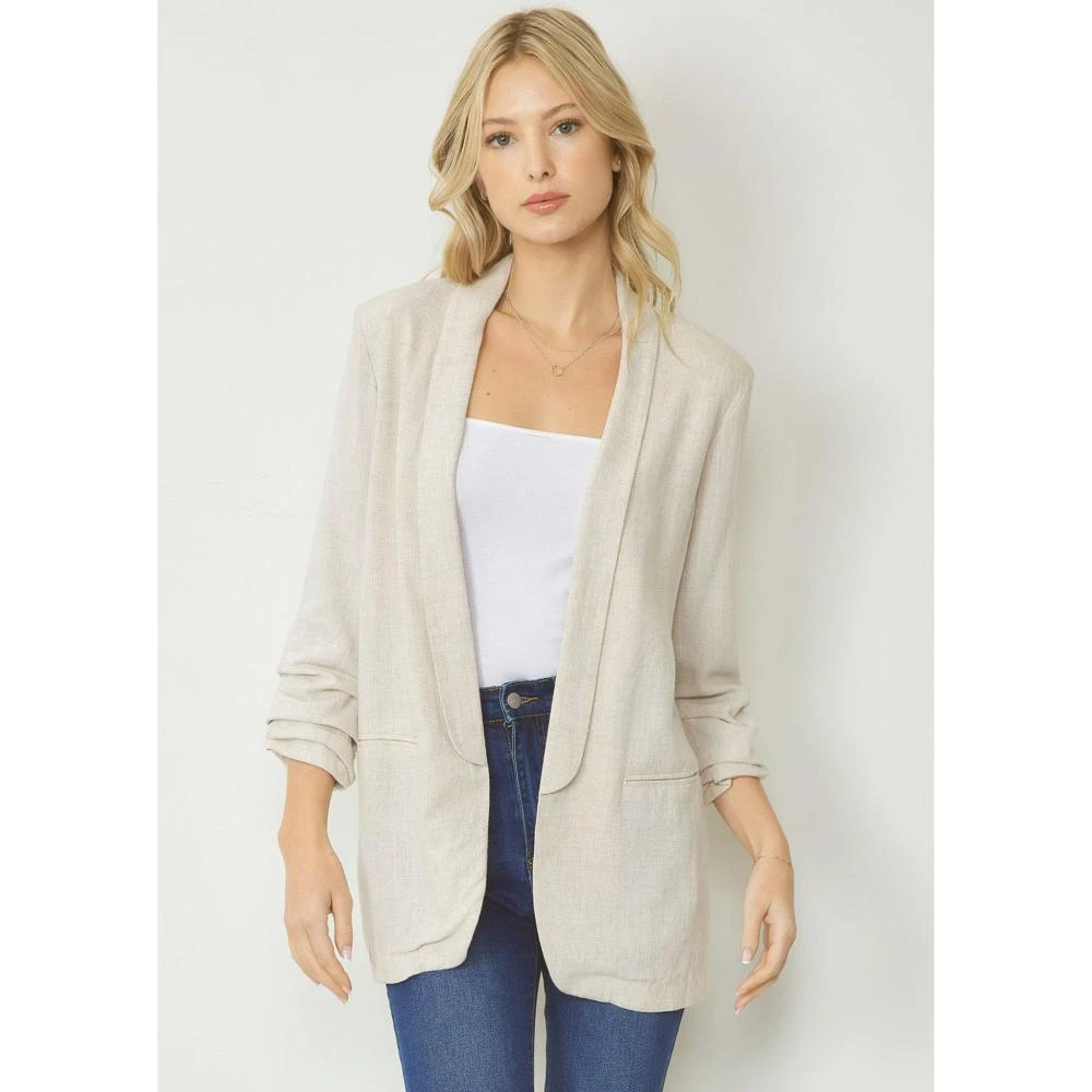 Entro Womens Natural Blazer Jacket 3 Entro Womens Natural Blazer Jacket