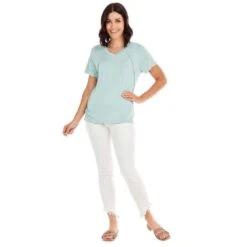 Mud Pie Women's Seafoam Minah V-Neck Tee -Deals Cowgirl Kit Store 85100154SF 03