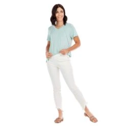 Mud Pie Women's Seafoam Minah V-Neck Tee -Deals Cowgirl Kit Store 85100154SF 04