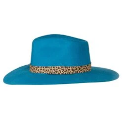 Women's M+F Turquoise With Leopard Band Fashion Hat -Deals Cowgirl Kit Store 98T7891433 2