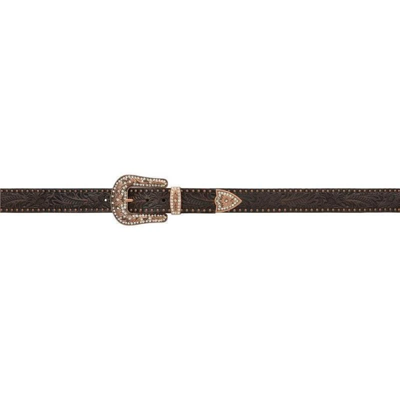 3-D Ladies 1 1/2in Brown Floral Belt With Bronze Studs 6 3-D Ladies 1 1/2in Brown Floral Belt With Bronze Studs - Image 4