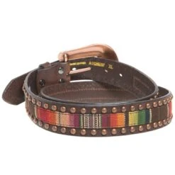 Ladies 1.5in. Serape Brown Leather Belt With Copper Studs -Deals Cowgirl Kit Store A1526097 2
