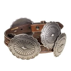 Women's Brown Tooled Leather Concho Belt -Deals Cowgirl Kit Store A1530508 1