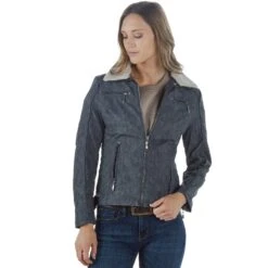 Montanaco Women's Faux Leather Grey Jacket -Deals Cowgirl Kit Store BF19278 GRY 02