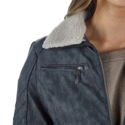 Montanaco Women's Faux Leather Grey Jacket -Deals Cowgirl Kit Store BF19278 GRY 03