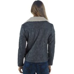Montanaco Women's Faux Leather Grey Jacket -Deals Cowgirl Kit Store BF19278 GRY 05