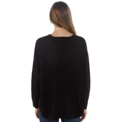 Cotton And Rye Outfitters Women's Waffle Knit Black Sweater -Deals Cowgirl Kit Store CRK206BK 05