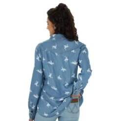 Wrangler Women's Boyfriend Fit Western Print Shirt -Deals Cowgirl Kit Store LW5009B 3