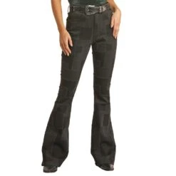 Rock & Roll Denim Black Patched High Rise Flares -Deals Cowgirl Kit Store RRWD6HRZQD 2