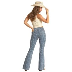 Rock & Roll Denim Womens Desert Print Button Flare Jeans -Deals Cowgirl Kit Store RRWD6PR17C 02