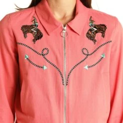 Rock & Roll Denim Women's Retro Western Bomber Shirt Jacket -Deals Cowgirl Kit Store RRWSOSR0ZK 03